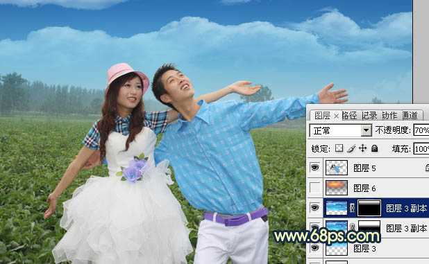 Photoshop将偏灰的情侣图片增加晨曦效果