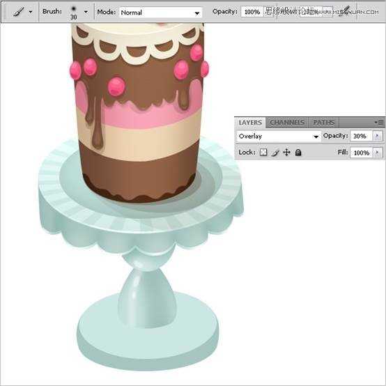 Photoshop绘制甜美精致的巧克力蛋糕教程