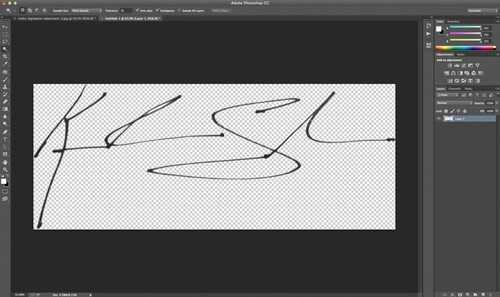 Photoshop(PS)把自己的手写签名制成作品水印效果教程