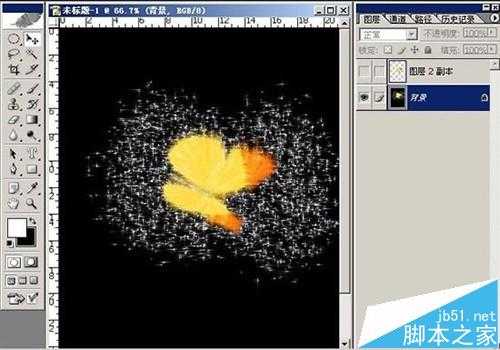 ps怎么给蝴蝶图片添加繁星背景效果?