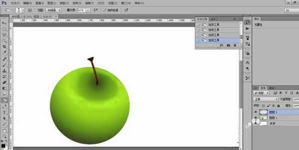 PS怎么绘制两个逼真的青苹果?