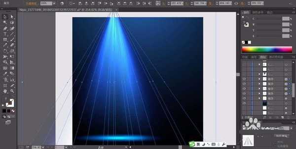 ai怎么手绘舞台射灯效果的矢量背景图?