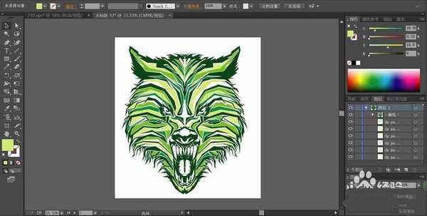 ai怎么绘制绿狼头像? ai绿狼标志的画法