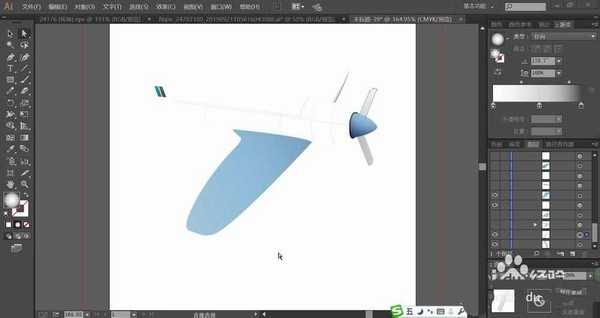 ai怎么绘制单翼飞机模型? ai飞机矢量图的画法