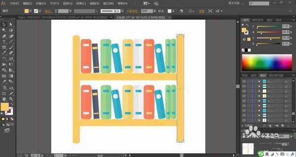 ai怎么设计装满书的书架插画? ai书架的画法