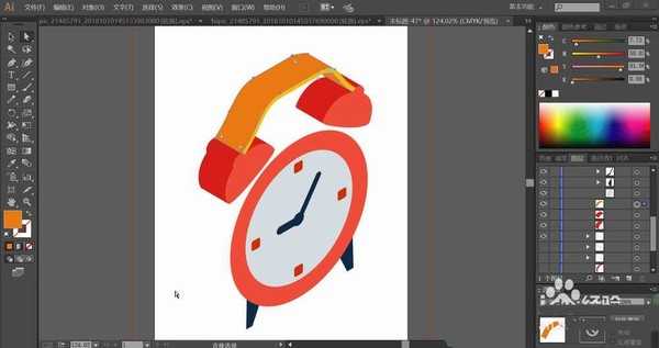 ai怎么设计三维立体的红色时钟图标? ai闹钟的画法
