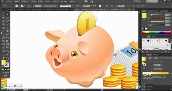 AI怎么设计存钱罐矢量图 AI绘制可爱小猪存钱罐图标教程